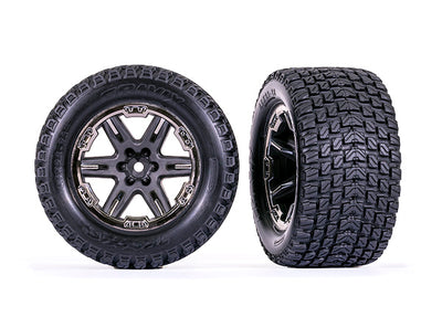 6764-BLKCR RXT 2.8" Black Chrome Wheels & Gravix Tires (2)
