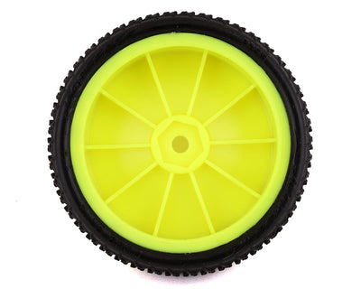 JCO3165-201011 JConcepts Fuzz Bite LP 2.2 Pre-Mounted 2WD Front Buggy Carpet Tires (Yellow) (2) (Pink) w/12mm Hex