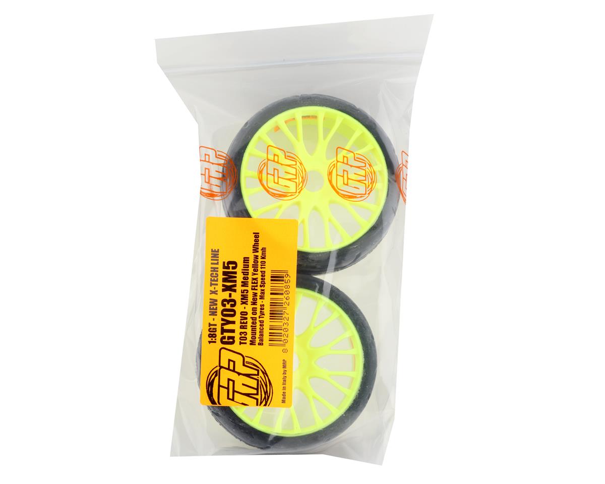 GTY03-XM5 GRP Tires GT - TO3 Revo Belted Pre-Mounted 1/8 Buggy Tires (Yellow) (2) (XM5) w/FLEX Wheel