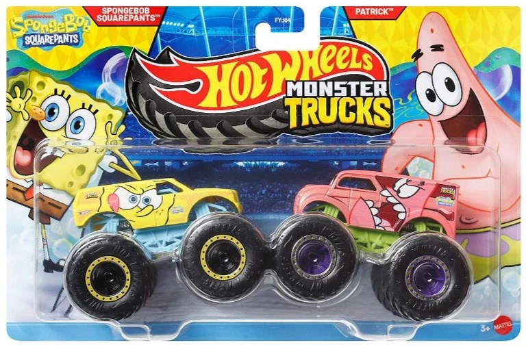 HWJDV81 Hot Wheels 1:64 Monster Trucks 2 Pack Spongebob and Patrick