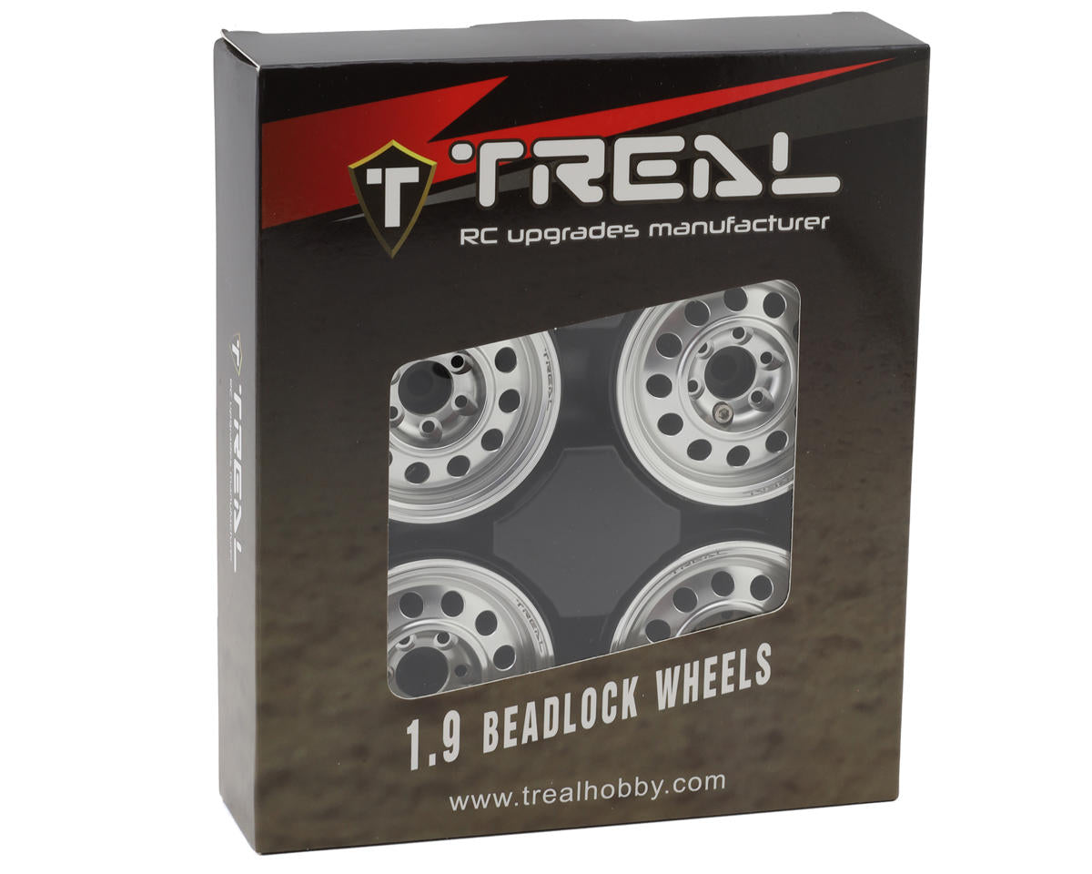 X003K9U4U5 Treal Hobby Type I 1.9" Vintage 12-Hole Beadlock Wheels (Silver) (4)