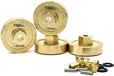 X002YT06MN +5mm Type B Treal Brass Extended Wheel Spacers (4p) +5mm Axle Counter Weight Type B for Axial SCX24