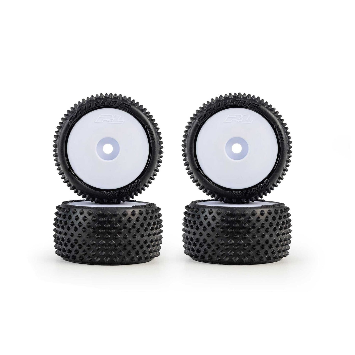 PRO1035613 Pro-Line Racing 1/28 Prism Front/Rear Carpet Tires Mounted 7mm, White (4): Losi Micro-T