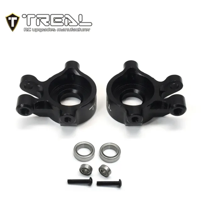X003KIKGP9 TREAL Aluminum 7075 Front Steering Knuckles Set (2P) L&R CNC Machined Upgrades for 1/18 TRX4M Defender Bronco-Black