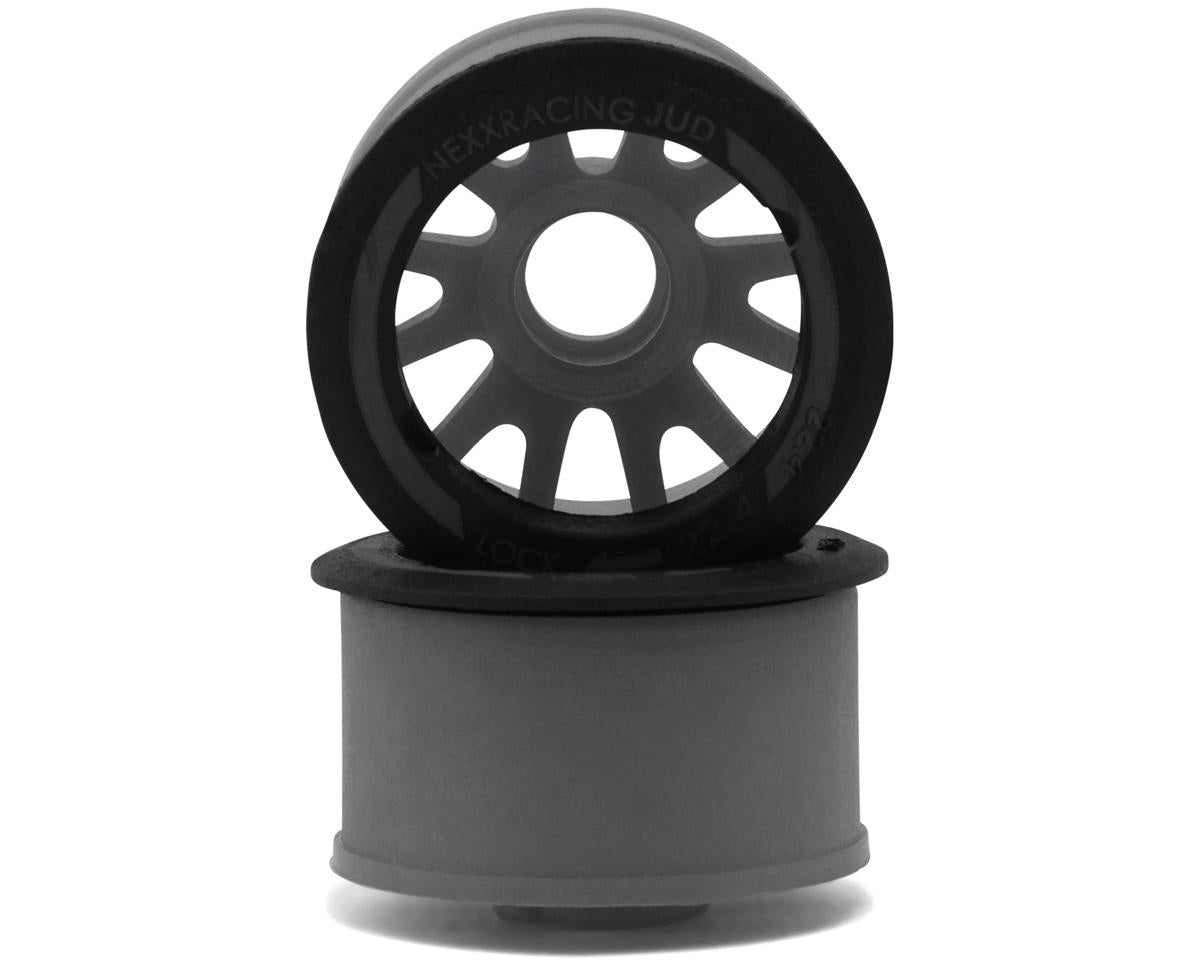 NX-USA-EVO-R+3-G NEXX Racing Mini-Z RWD "JUD" EVO Rear Threaded Side-Wall Carbon Fiber Rims (3mm Offset) (Grey) (2)