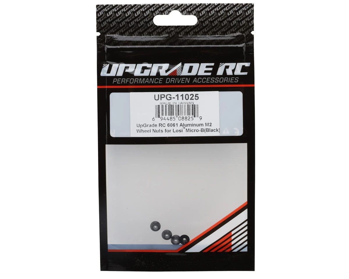 UPG-11025 UpGrade RC Aluminum 2mm Wheel Lock Nuts for Losi® Micro-B™ & Micro-T™ (Black) (4)