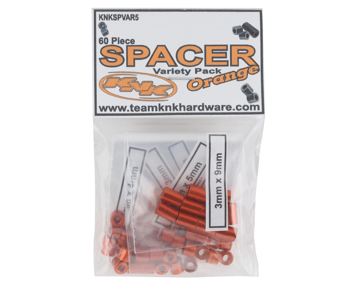 KNKSPVAR5 Team KNK Aluminum Spacer Variety Pack (Orange) (60)