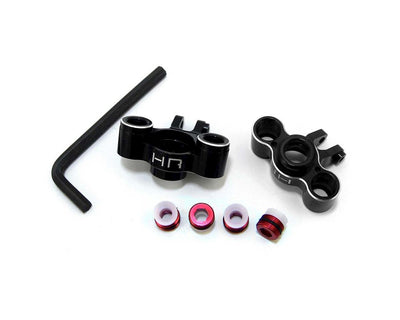 HRVXS2101 1/16 Aluminum Knuckle Axle Carrier Set (Black w/Red Screw)