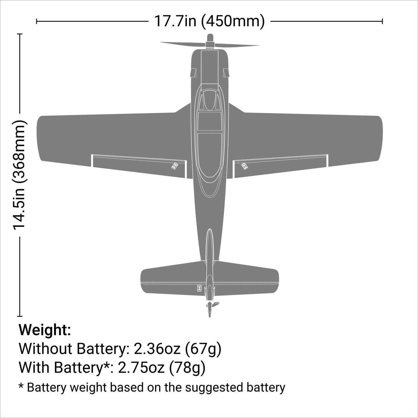 HBZ-1228 T-28 Trojan 450mm RTF with SAFE (2 Flight Batteries Included)