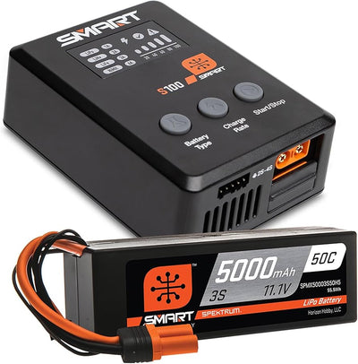 SPMX-1034 Smart Powerstage Surface Bundle: 5000mAh 3S 50C LiPo Battery (IC5) / 100W S100 Charger