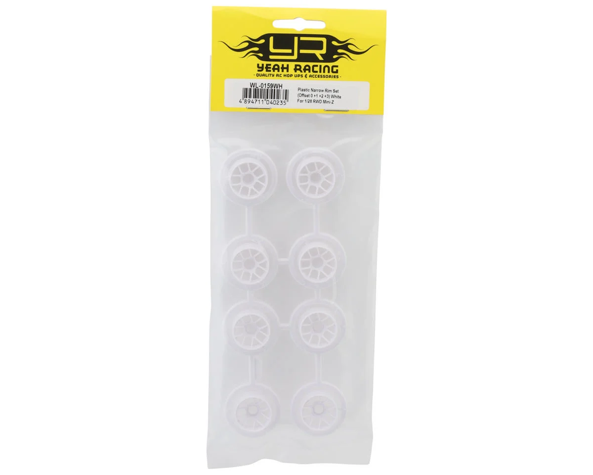 YEA-WL-0159WH Yeah Racing 1/28 RWD Mini-Z Plastic 10-Spoke Narrow Wheel Set (White) (Offset 0,+1,+2,+3)