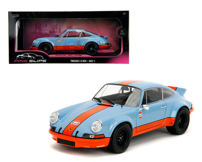 Jada 36384 1:18 1973 Porsche 911 RSR 2.8 – Gulf 1 – Blue/Orange – Pink Slips