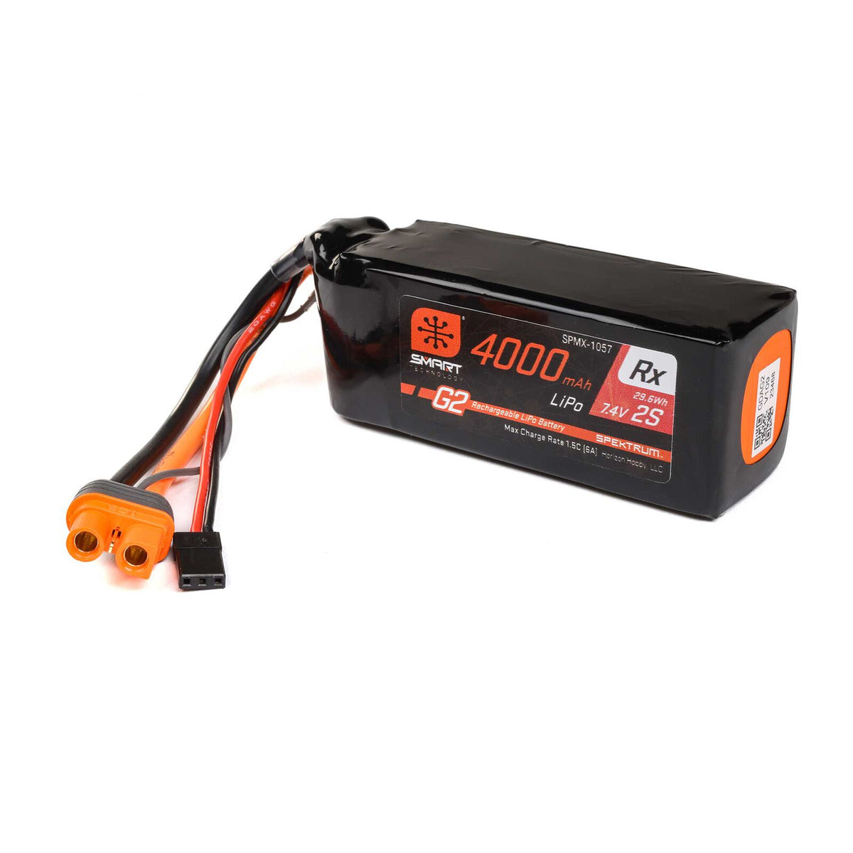 SPMX-1057 Spektrum Accessories 7.4V 4000mAh 2S 15C Smart G2 Receiver LiPo Battery: IC3