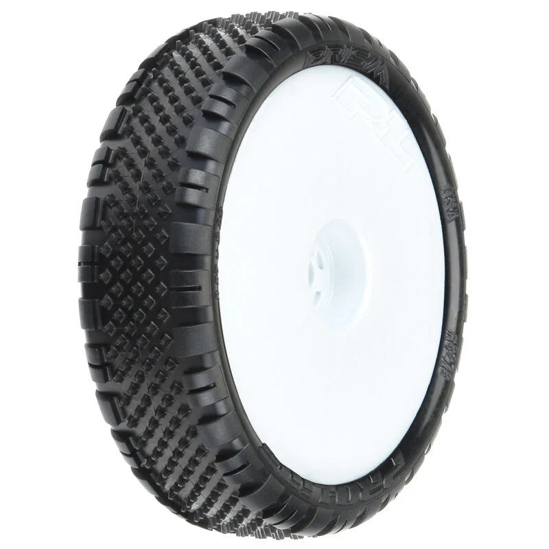 PRO827813 Prism 2.2" 2WD Front Buggy Pre-Mounted Carpet Tires (White) (2) w/12mm Hex & w/Narrow Wheel