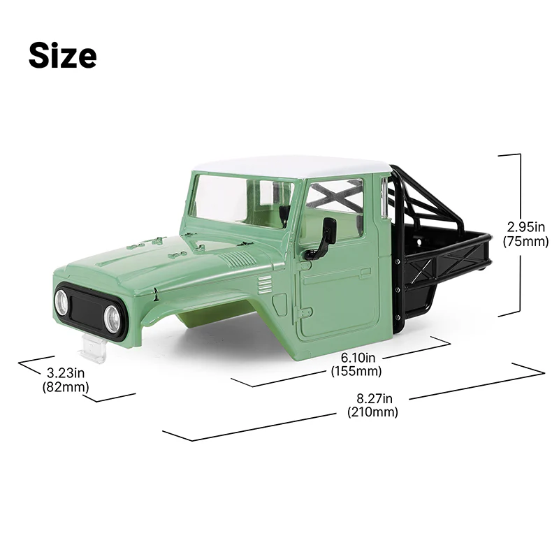 IR40-MG  INJORA IR40 Half Truck Body for 1/18 TRX4M Defender Bronco (Muted Green)