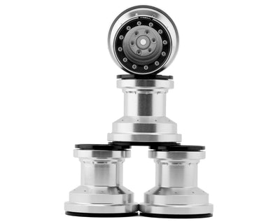 TLHTLMT18-56 TREAL Aluminum Beadlock Wheels Set of 4pcs for 1/18 Mini LMT Monster Truck - Silver/Black