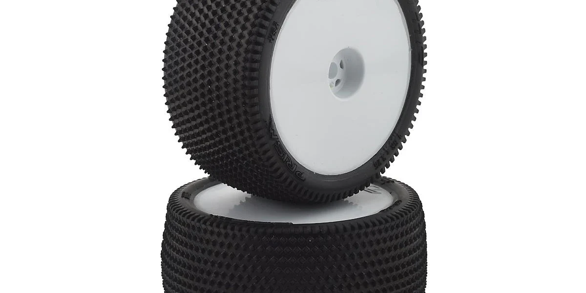 PRO827713 Prism 2.2" Rear Buggy Pre-Mounted Carpet Tires (White) (2) w/12mm Hex