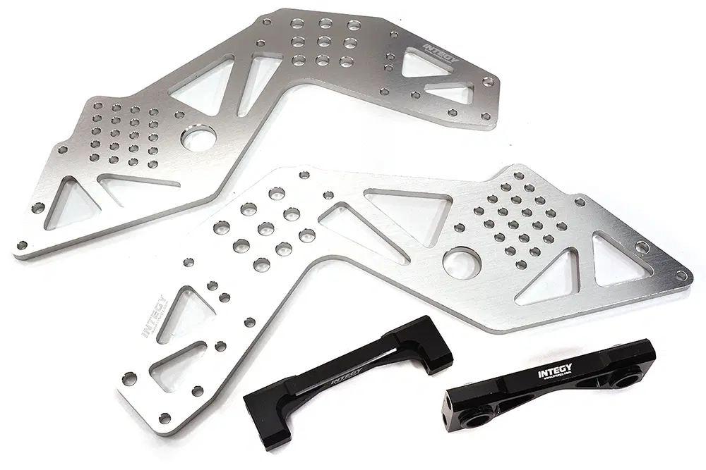 INTC31976SILVER Billet Machined Chassis Side Plates & Mounts 1/8 1.0 Monster Truck