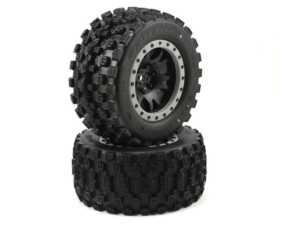 PRO1013113 X-Maxx Badlands MX43 Pro-Loc Pre-Mounted All Terrain Tires (MX43) w/Impulse Pro-Loc Wheels (Black) (2)