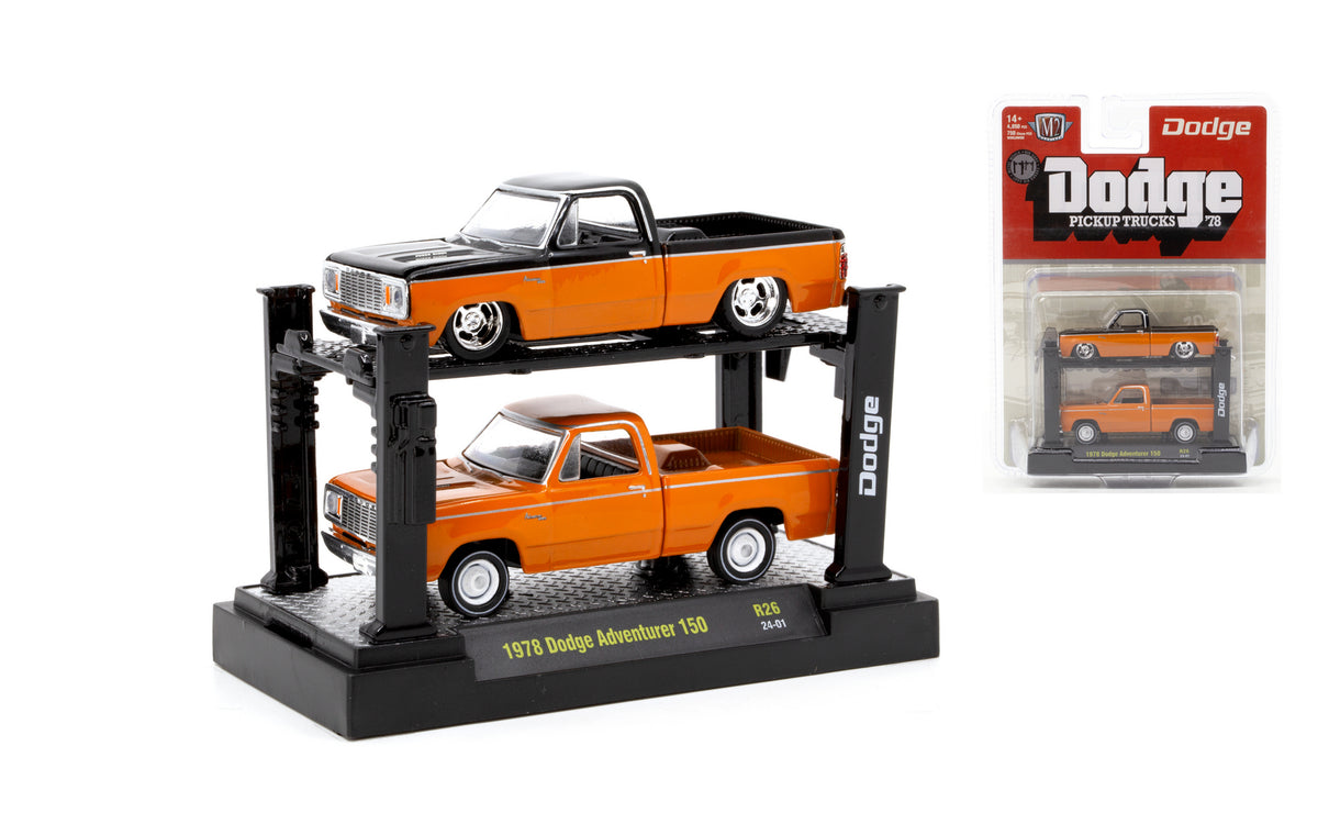 M2Machines 33000-26 1:64 Scale Auto Lift 2 Pack Dodge Pick-up