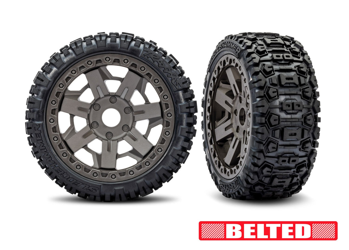 9071-GRAY 3.0" Gray Wheels w/ Belted Sledgehammer Tires (2)