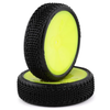 JCO3165-201011 JConcepts Fuzz Bite LP 2.2 Pre-Mounted 2WD Front Buggy Carpet Tires (Yellow) (2) (Pink) w/12mm Hex