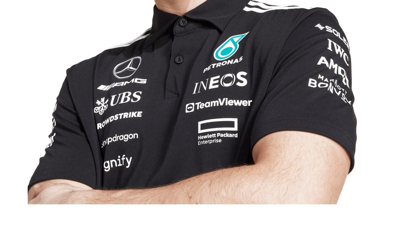 JW5391 Mercedes AMG Petronas Formula 1 2025 Men's Team Polo Shirt - Black -