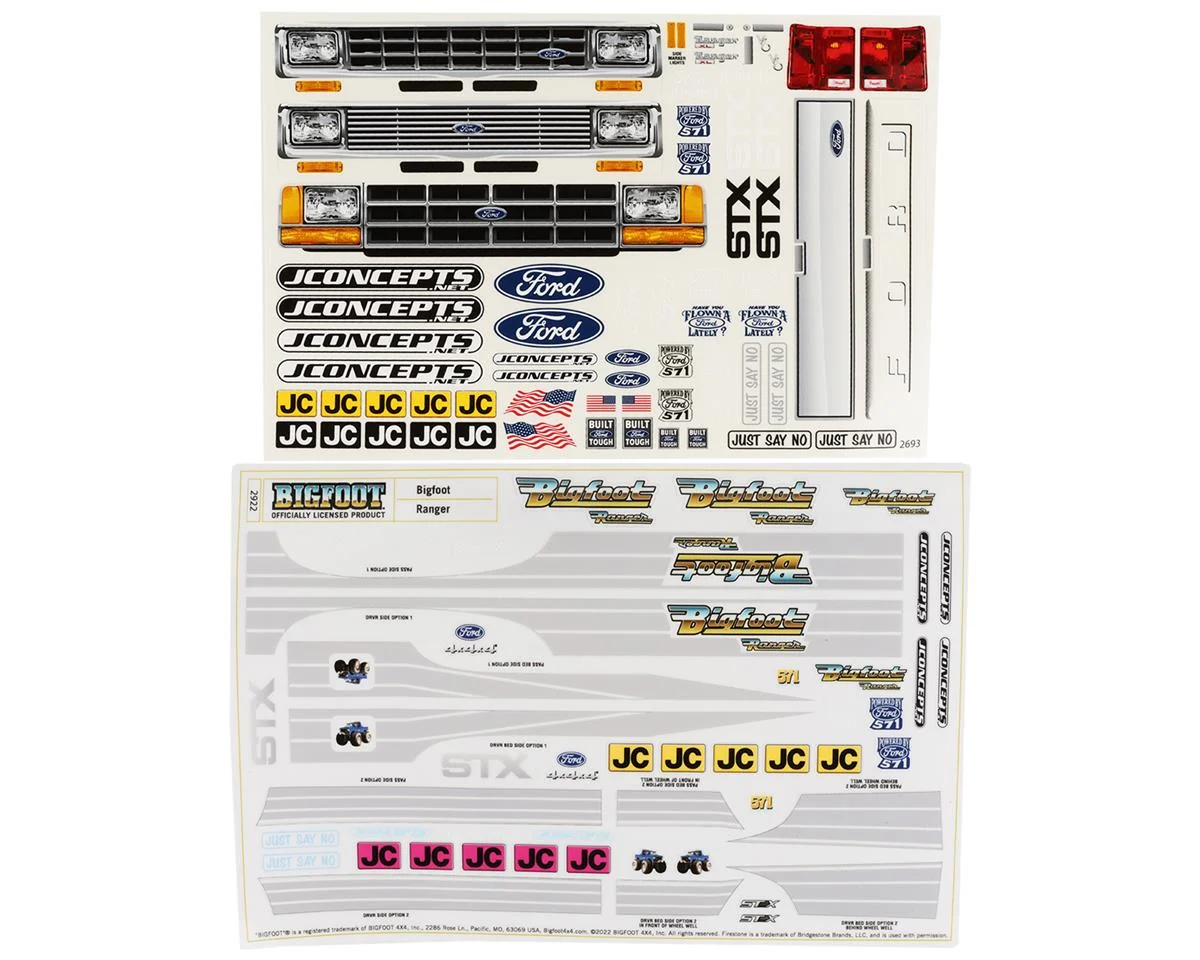 JCO0298BFR 1985/1993 Ford BIGFOOT Ranger Monster Truck Body (Clear)