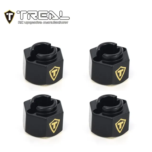 X003K9N19V TREAL Brass Wheel Hubs 7mm*6mm Hex, 1g/pc (4pcs) for 1/18 TRX4M Defender and Bronco (Black)