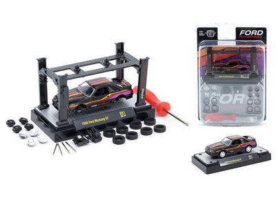 M2machines 37000-81 1988 Ford Mustang GT In Black with Orange, Red, and Purple Stripes