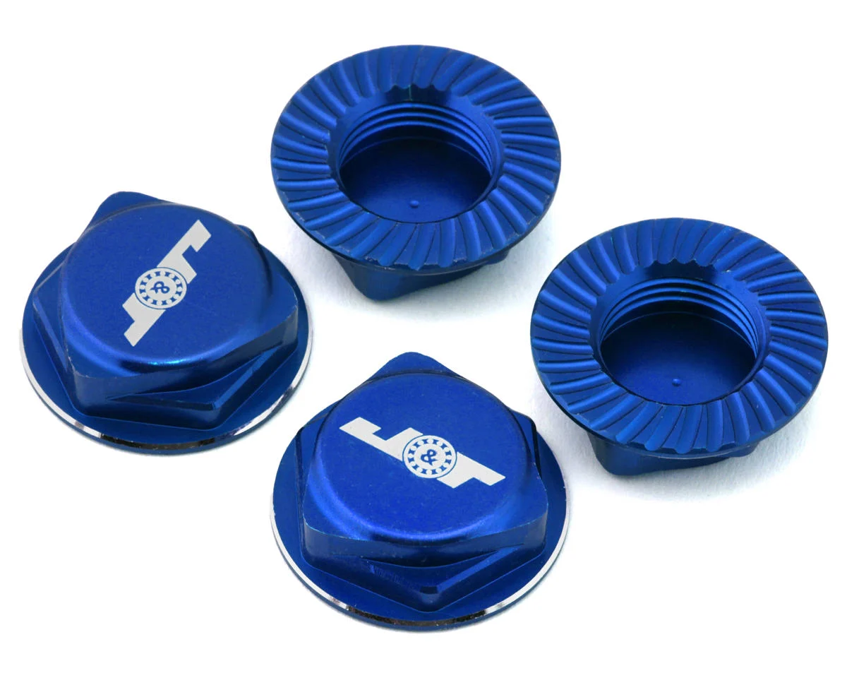 JTB-JT11160-BL J&T Bearing Co. Aluminum 17mm Serrated Wheel Nuts (Blue) (4)