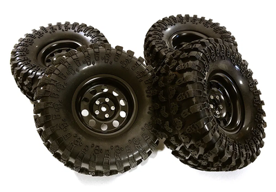 INTC28947 Metal Alloy 2.2 Size Wheel & Tire Set (4) 1/10 Off-Road O.D. 128mm