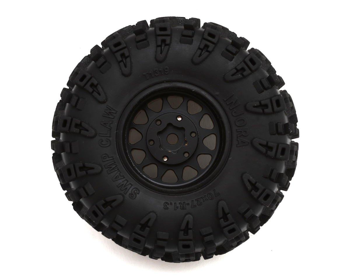 YQW-1301BGD-1319_A Injora 1.3" Deep Dish Brass Micro Crawler Beadlock Wheels w/Swamp Claw Tires (S5)