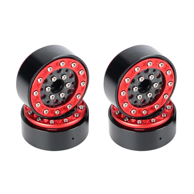 RER43153 1.3" Beadlock Wheels (-.75 Offset)(Aluminum & Carbon Fiber)(Red)(4pcs)