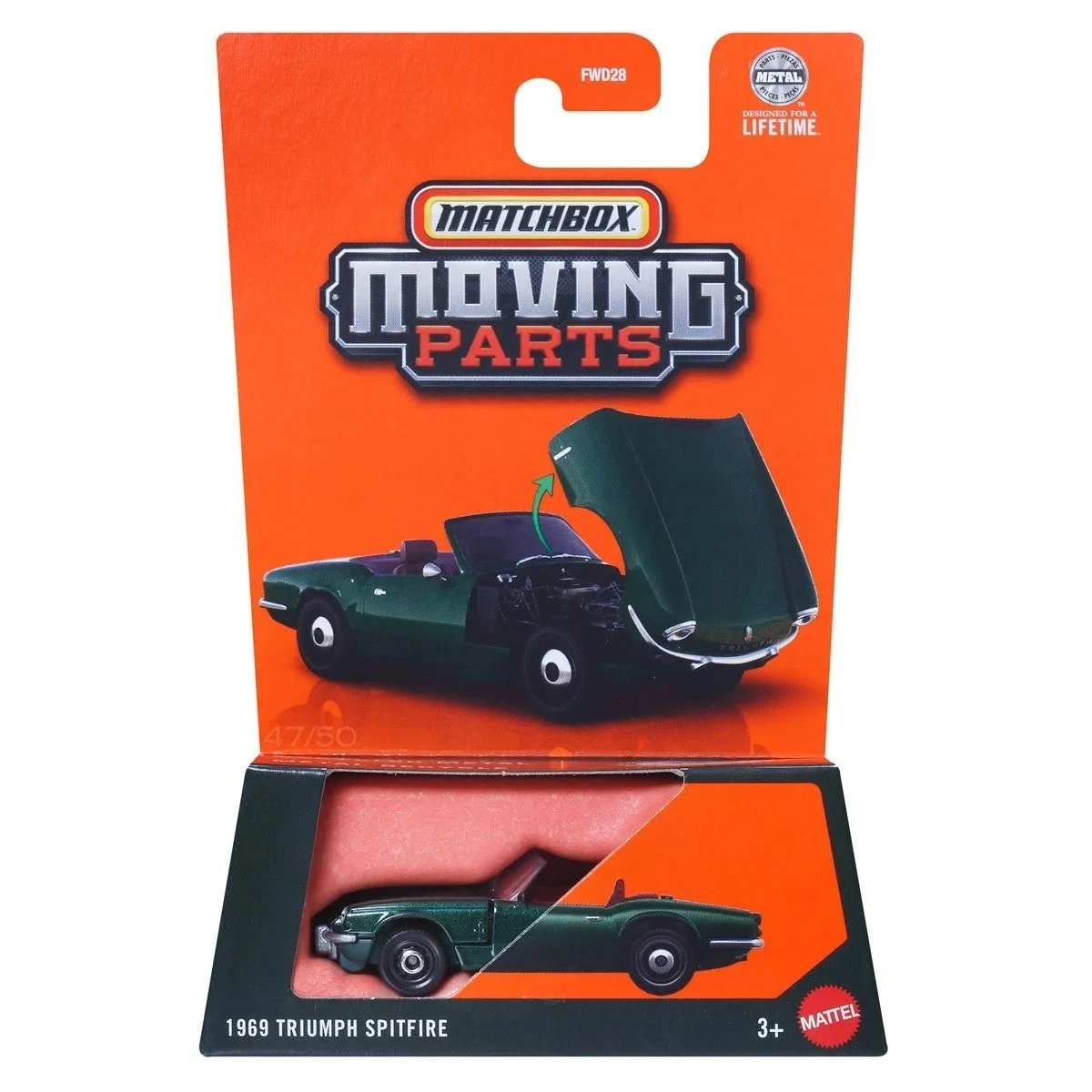 MBJBW99 Matchbox Moving Parts 1969 Triumph Spitfire – New Sun Racing