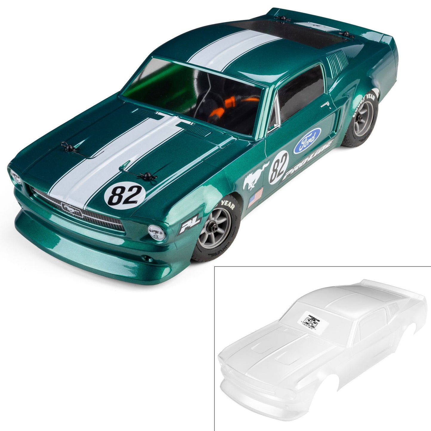 PRO372817 Pro-Line Racing 1/12 Pre-Cut 1968 Ford Mustang Clear VTA Body: Losi NASCAR® Race Car