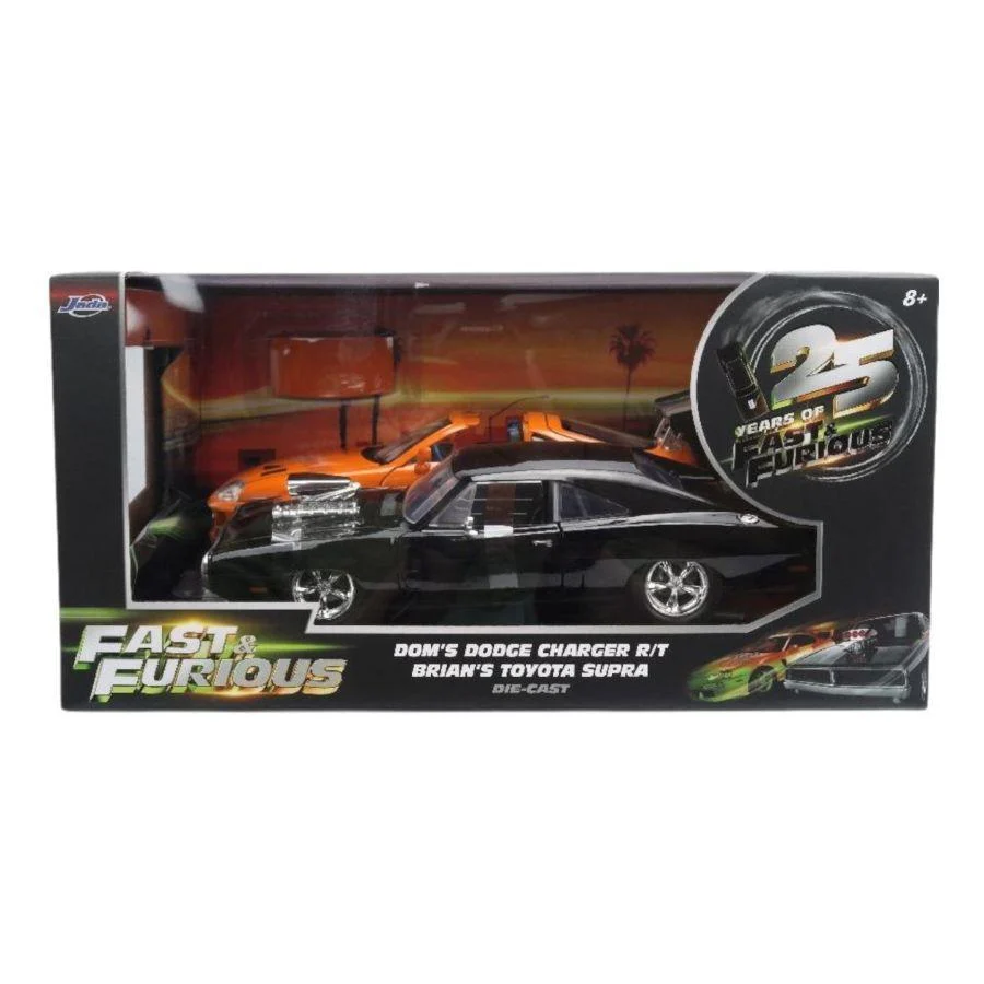Jada 37542 1:24 Fast & Furious Twin Pack – Dom’s Dodge Charger R/T and Brian’s Toyota Supra – 25 Years of Fast & Furious