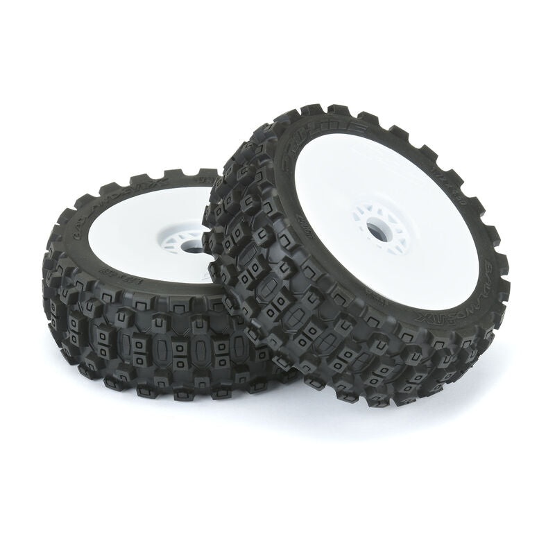 PRO906731 Badlands MX Pre-Mounted 1/8 Buggy Tires (White) (2) (M2) w/Velocity V2 Wheel