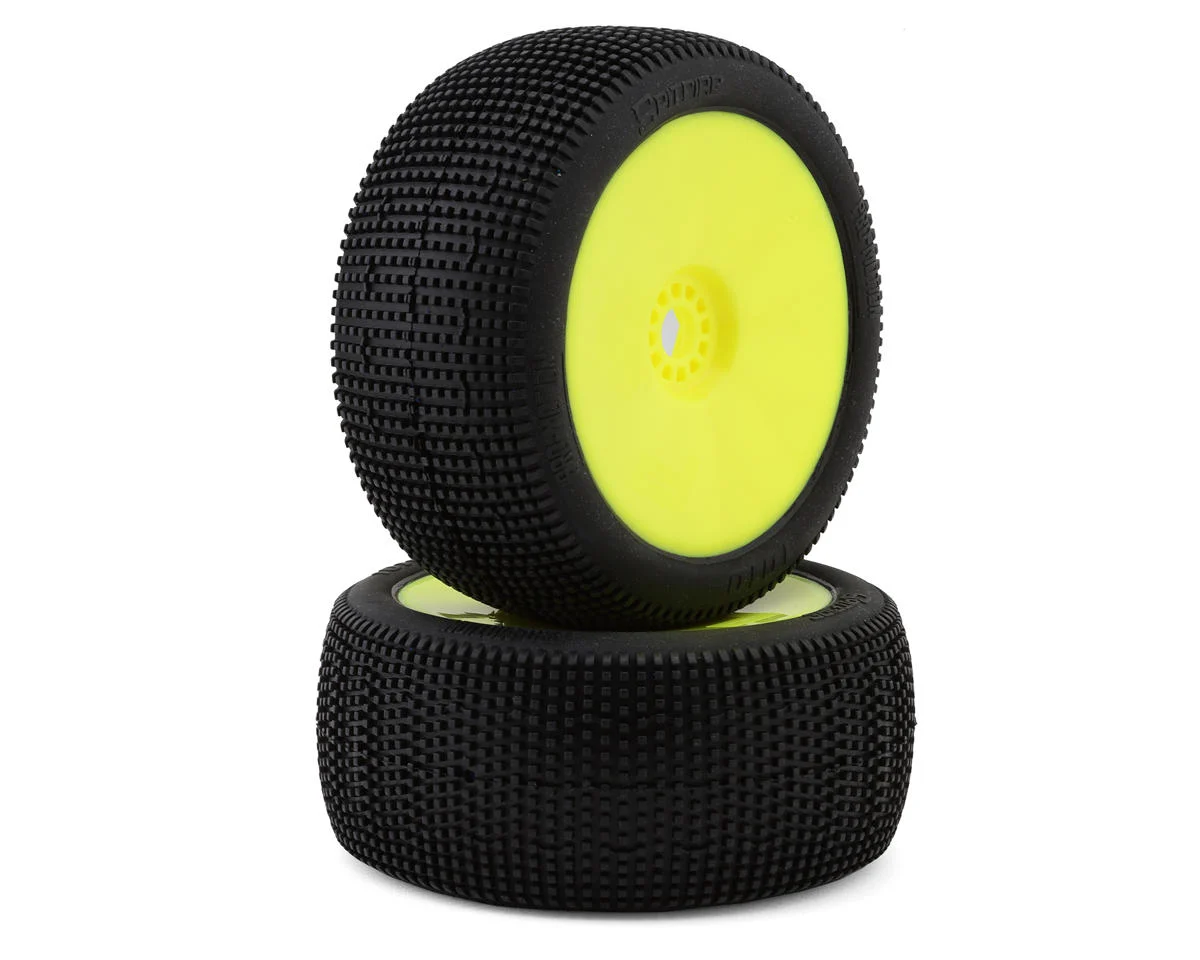 PMT1010-SLW-Y Pro-Motion Spitfire 1/8 Truggy Pre-Mount Tires (Yellow) (2) (Soft - Long Wear)