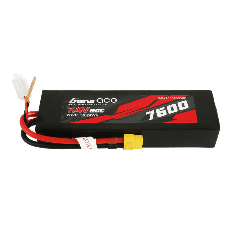 GEA50002S60X6 Gens Ace 2S LiPo Battery 60C (7.4V/5000mAh) w/XT-60 Connector