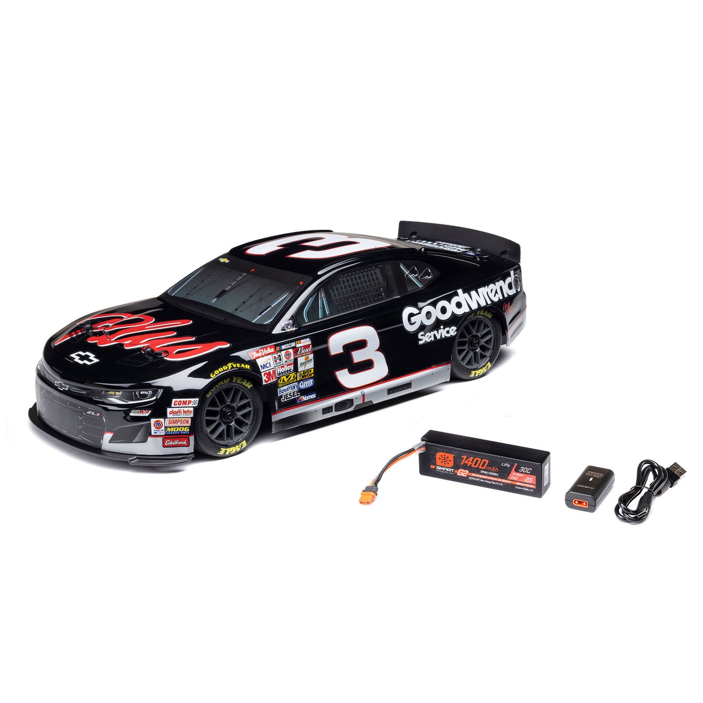 LOSF1122503 1/12 Losi NASCAR RCR No. 3 GM Goodwrench (Battery & Charger Included)