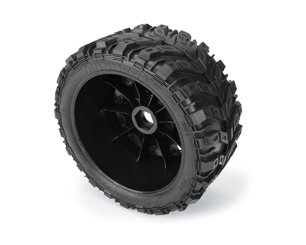 PRO1017610 Masher X HP Belted Pre-Mounted Monster Truck Tires (Black) (2) w/24mm Hex