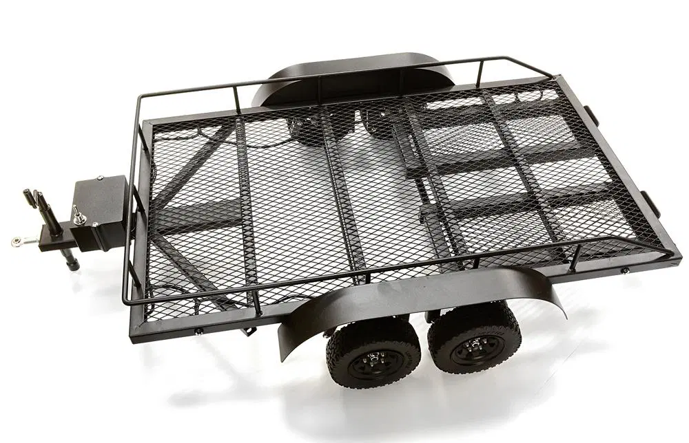 INTC26722BLACK Machined Alloy Dual Axle Flatbed Trailer Kit 1/10