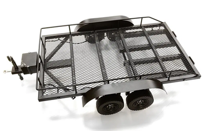 INTC26722BLACK Machined Alloy Dual Axle Flatbed Trailer Kit 1/10