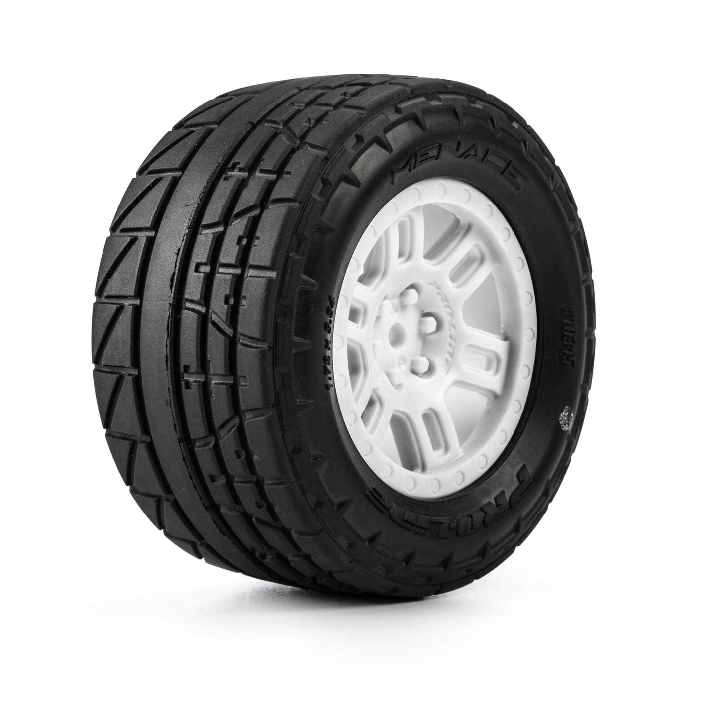 PRO1034513 Pro-Line Racing 1/16 Menace Front/Rear Street Tires Mounted 12mm White Split Six (2): ARRMA MINI KRATON