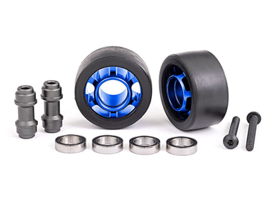 7775X Wheels, wheelie bar, 6061-T6 aluminum (blue-anodized) (2)