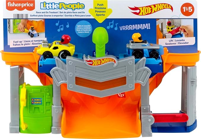 HMG51 Fisher-Price Hot Wheels Race and Go Trackset Little People