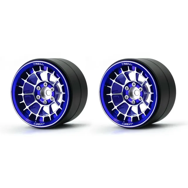 X002YEVAZ5 Treal Aluminium 2.2 Beadlock Wheels Rims(2)pcs Fit RC Crawler Mud Truck 2.2 Tires for Ryft Wraith RR10 -Type A-Blue