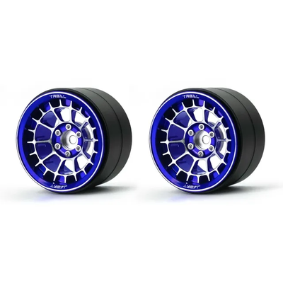 X002YEVAZ5 Treal Aluminium 2.2 Beadlock Wheels Rims(2)pcs Fit RC Crawler Mud Truck 2.2 Tires for Ryft Wraith RR10 -Type A-Blue