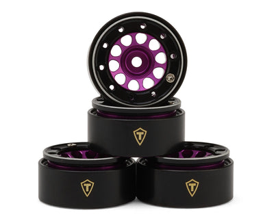 X0053W68T3 Treal Hobby Type E 0.7" Aluminum Micro Crawler Beadlock Wheels (Purple) (4) (9.5g ea) w/Brass Rings